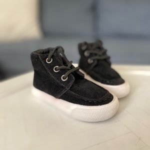 SOLD - US Sports Black Suede Boy’s Baby Infant High Top Sneakers Size 6